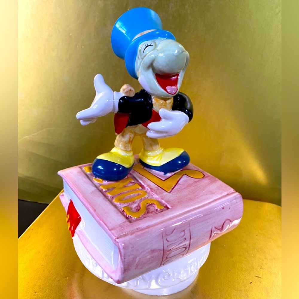 Walt Disney JIMINY Cricket 80s Rotating Wind Up Musical Hand Painted Figurine